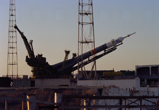 Proton with Soyuz elevating/launch pad